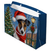 Smooth Fox Terrier Holiday  Große Geschenktüte (Rückseite Schrägansicht)