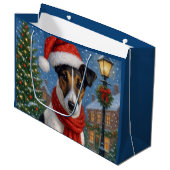 Smooth Fox Terrier Holiday  Große Geschenktüte (Vorderseite Schrägansicht)