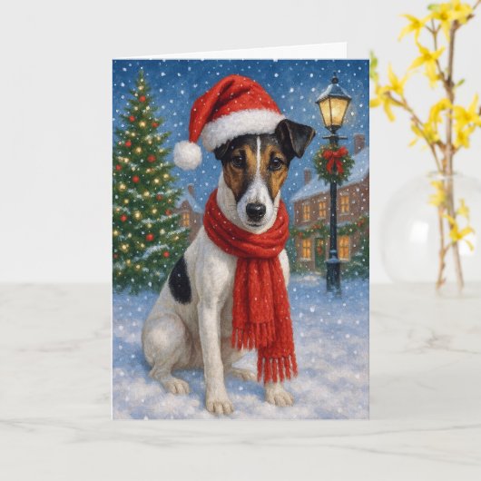 Smooth Fox Terrier Holiday Karte (Gelbe Blume)