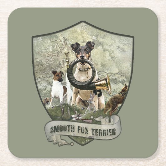 Smooth Fox Terrier Rechteckiger Pappuntersetzer (Vorderseite)