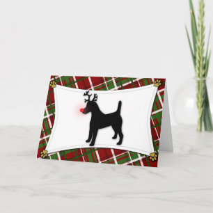 Smooth Fox Terrier Reindeer Christmas Card Feiertagskarte
