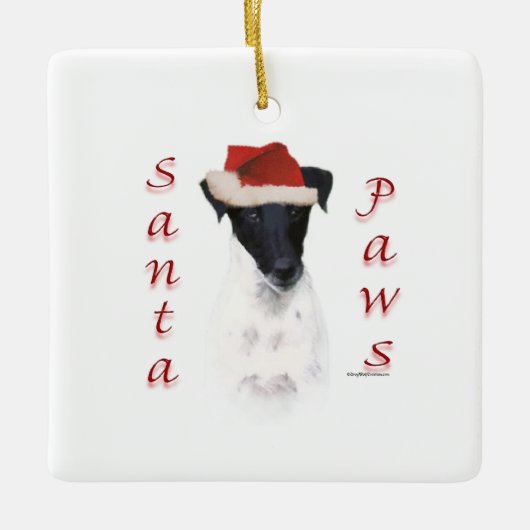 Smooth Fox Terrier Santa Paws Keramikornament (Vorderseite)