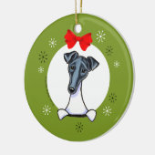 Smooth Fox Terrier Schwarz-weißer Weihnachtsklassi Keramikornament (Links)