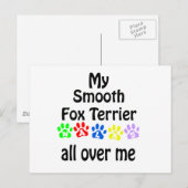 Smooth Fox Terrier Walks Design Postkarte (Vorne/Hinten)
