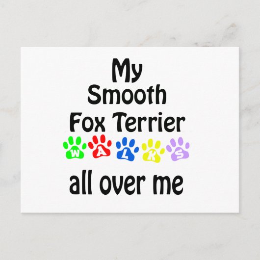 Smooth Fox Terrier Walks Design Postkarte (Vorderseite)