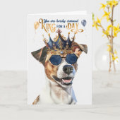 Smooth Jack Russell King für Day Funny Birthday Karte (Gelbe Blume)