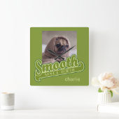 SMOOTH mit IHREM FOTO und NAME benutzerdefinierte  Quadratische Wanduhr (Zuhause)