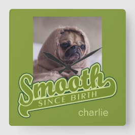 SMOOTH mit IHREM FOTO und NAME benutzerdefinierte  Quadratische Wanduhr