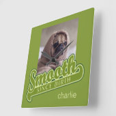 SMOOTH mit IHREM FOTO und NAME benutzerdefinierte  Quadratische Wanduhr (Winkel)