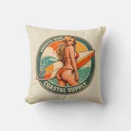 Smooth Ride Coastal Supply Retro Surf Shop Graphic Kissen
