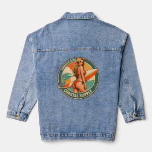 Smooth Ride Coastal Supply   Surf Pin-up Grafik Jeansjacke