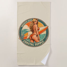 Smooth Ride Coastal Supply | Surf Pin-up Grafik Strandtuch