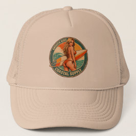 Smooth Ride Coastal Supply | Surf Pin-up Grafik Truckerkappe