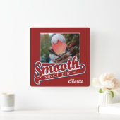 SMOOTH with YOUR PHOTO and NAME custom wall clock Quadratische Wanduhr (Zuhause)