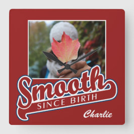SMOOTH with YOUR PHOTO and NAME custom wall clock Quadratische Wanduhr