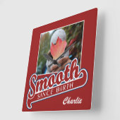 SMOOTH with YOUR PHOTO and NAME custom wall clock Quadratische Wanduhr (Winkel)