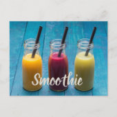 Smoothie Saft trinken Mango Orange Kiwi Geschenk Feiertagspostkarte (Vorderseite)