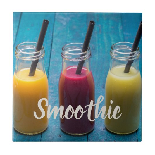 Smoothie Saft trinken Mango Orange Kiwi Geschenk Fliese (Vorderseite)