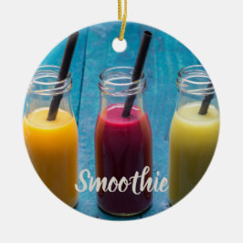 Smoothie Saft trinken Mango Orange Kiwi Geschenk Keramik Ornament