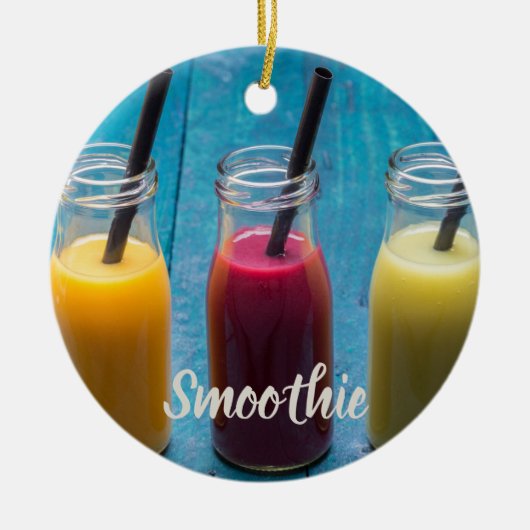 Smoothie Saft trinken Mango Orange Kiwi Geschenk Keramik Ornament (Vorne)