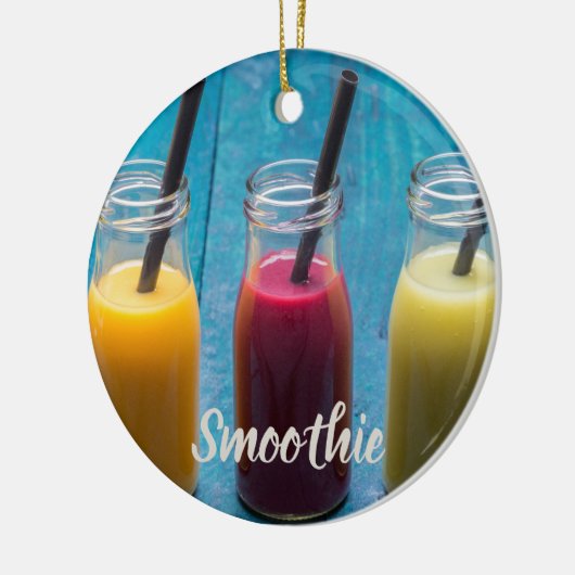 Smoothie Saft trinken Mango Orange Kiwi Geschenk Keramik Ornament (Links)
