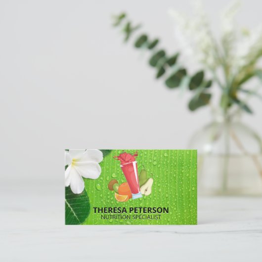 Smoothies Drinks | Grünes Leaf Visitenkarte (Stehend Vorderseite)