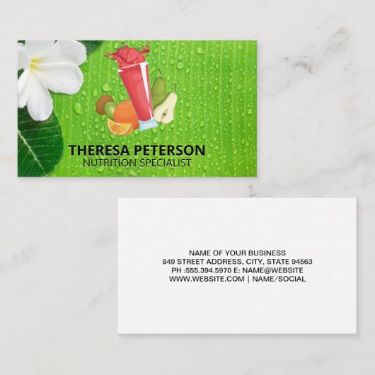 Smoothies Drinks | Grünes Leaf Visitenkarte (Vorne/Hinten)