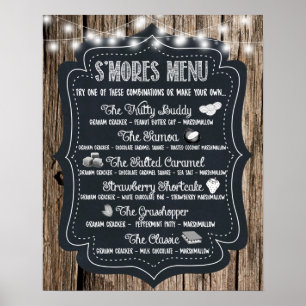 S'more Bar Poster Printwerbung Hochzeitssing Holz