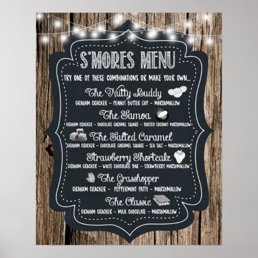 S'more Bar Poster Printwerbung Hochzeitssing Holz (Vorne)