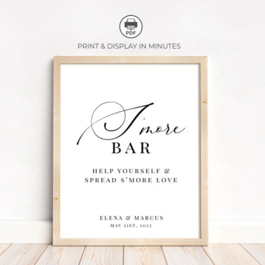 S'more Bar Wedding Elegant Moderne Poster