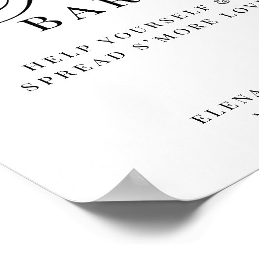 S'more Bar Wedding Elegant Moderne Poster (Ecke)