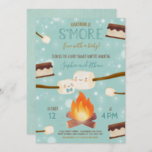 S'more Blue Boy Bonfire Babydusche Einladung
