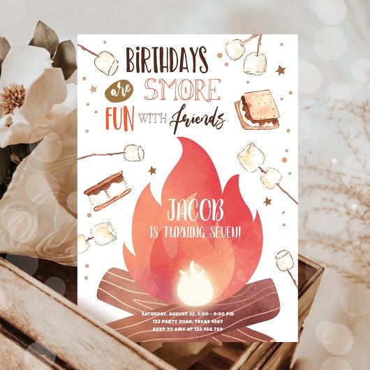 S'more Bonfire Smore Spaß Freunde Camping Geburtst Einladung