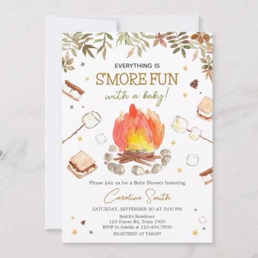 S'more Campfire Baby Shower Einladung (Vorderseite)