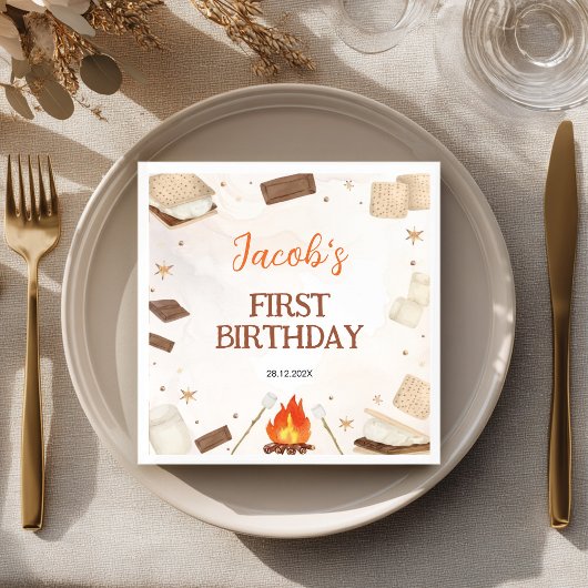 S'more Campfire Birthday Party Napkins Serviette