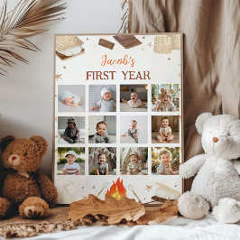 S'more Campfire Erstes Jahr Foto Meilenstein Poste Poster
