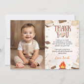 S'more Campfire Geburtstag Foto Danke Karte (Vorderseite)