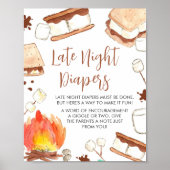 S'more Camping Baby Dusche Spate Night Diapers Poster (Vorne)