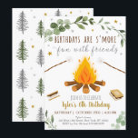 S'more Camping Campfire Bonfire Geburtstag Einladung<br><div class="desc">Diese bezaubernde Einladung zeigt unsere handgezeichneten Mores und Campfeuerbilder mit Aquarellakzenten.</div>