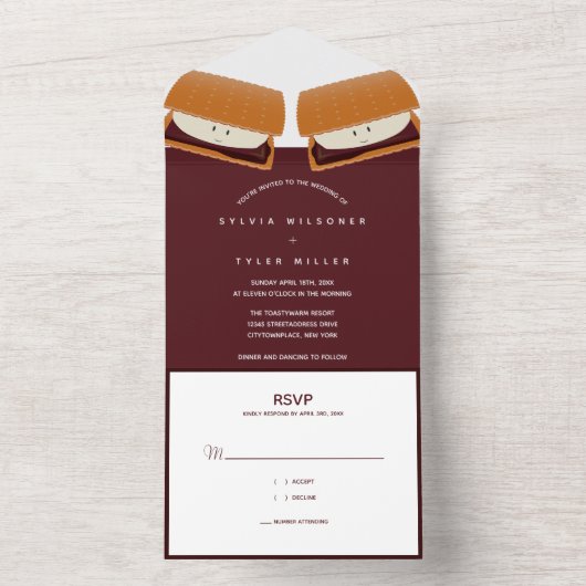 S'more Food Wedding All In One Einladung (Innen Boden)