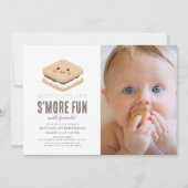 S'more Fun Kawaii 1. Geburtstag Foto Einladung (Vorderseite)