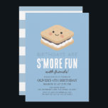 S'more Fun Kawaii Blue Kids Boy Geburtstag Einladung<br><div class="desc">Dieses niedliche und kawaii "S'more Fun" Junge lädt zum Geburtstag mit einem Lächeln auf blauem Hintergrund ein. Die Rückseite weist einen weißen Hintergrund mit blauen Streifen auf. Personalisieren Sie Ihre Bedürfnisse. Mehr passende Produkte finden Sie in meinem Geschäft.</div>