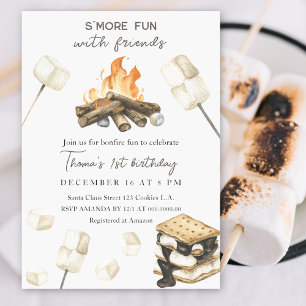 S'more Fun Lagerfeuer 1. Geburtstagseinladung Einladung