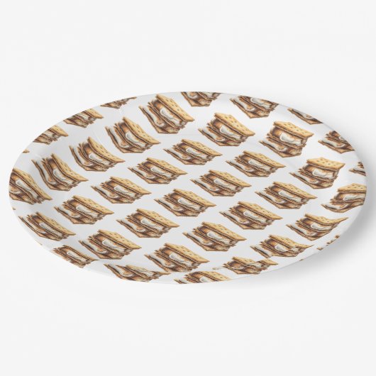 Smore Fun Niedlich Campfire Camping Kindergeburtst Pappteller (Schrägansicht)