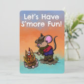 S'more Geburtstagsfeier Spaß Maus Einladung (Stehend Vorderseite)