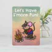 S'more Geburtstagsfeier Spaßmaus Einladung (Stehend Vorderseite)