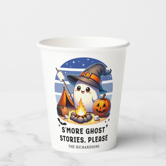 Smore Ghost Stories Bitte lustiges Camping Hallowe Pappbecher (Rückseite)