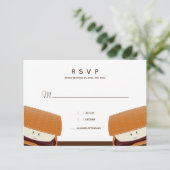 S'more Illustration Wedding White Brown RSVP Card (Stehend Vorderseite)