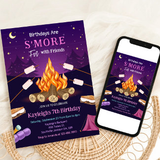 S'more-Lagerfeuer-Camping-Party-Geburtstagseinladu Einladung