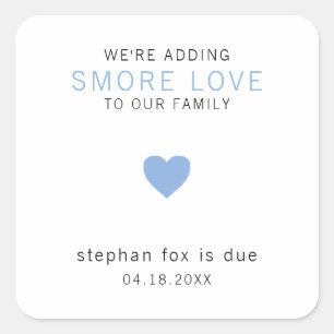 Smore Liebe Modernes Blue Heart Boy Baby Dusche Ge Quadratischer Aufkleber